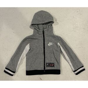 Nike Air Jacket Full‎ Zip Youth Boys 2T Gray White Spellout Striped Hooded
